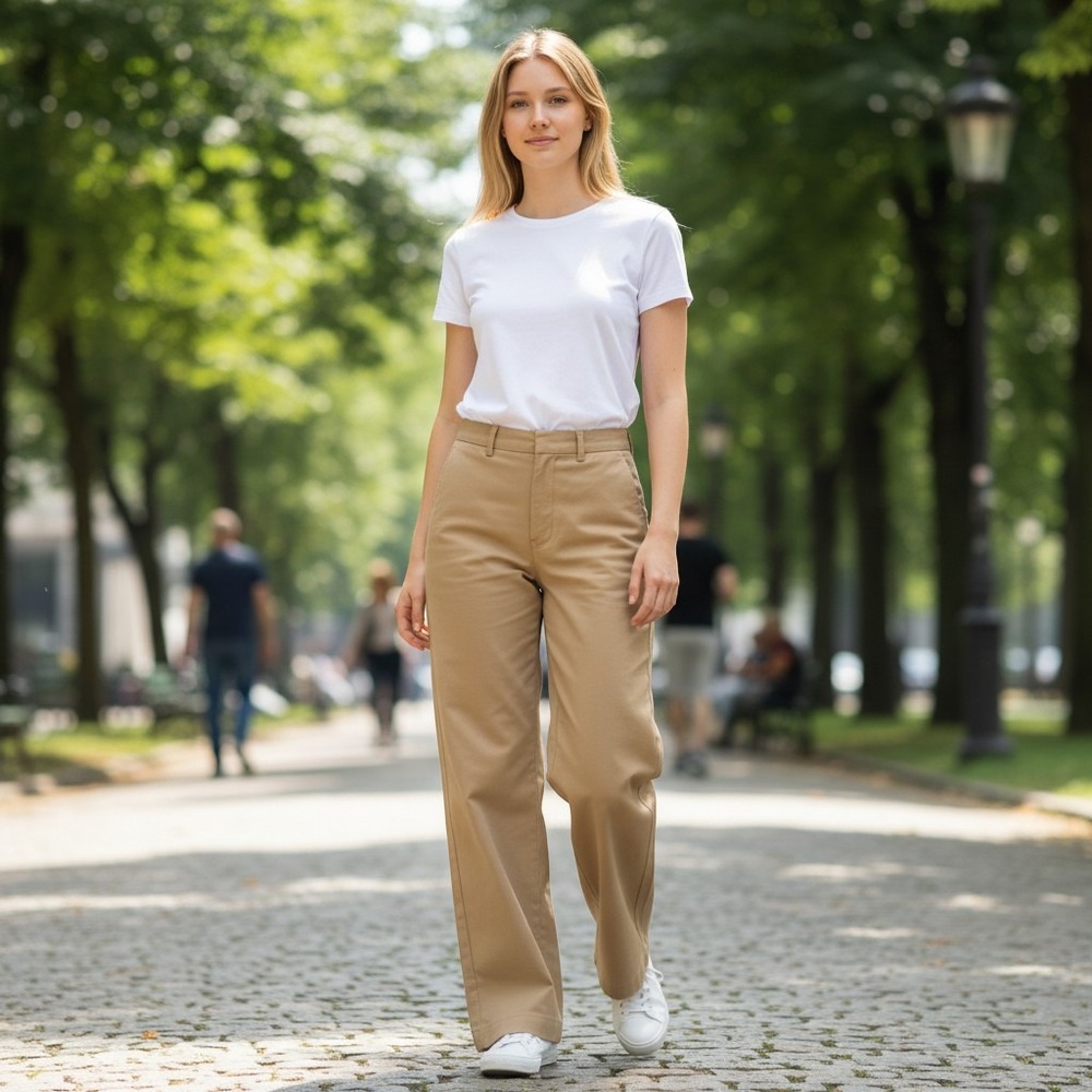 Savion Trousers 8 Camel Tan Excellent High‎ Rise Straight Leg Elastic Back Waist